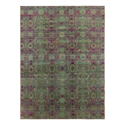 Handmade Silk and Wool Geometric Area Rug