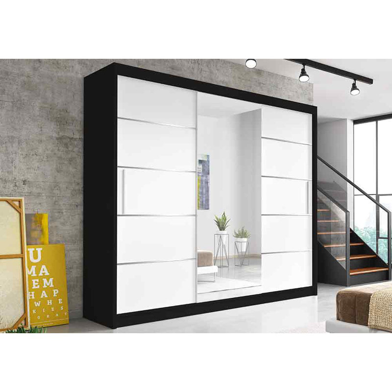 2 Door Wardrobe, Black/White