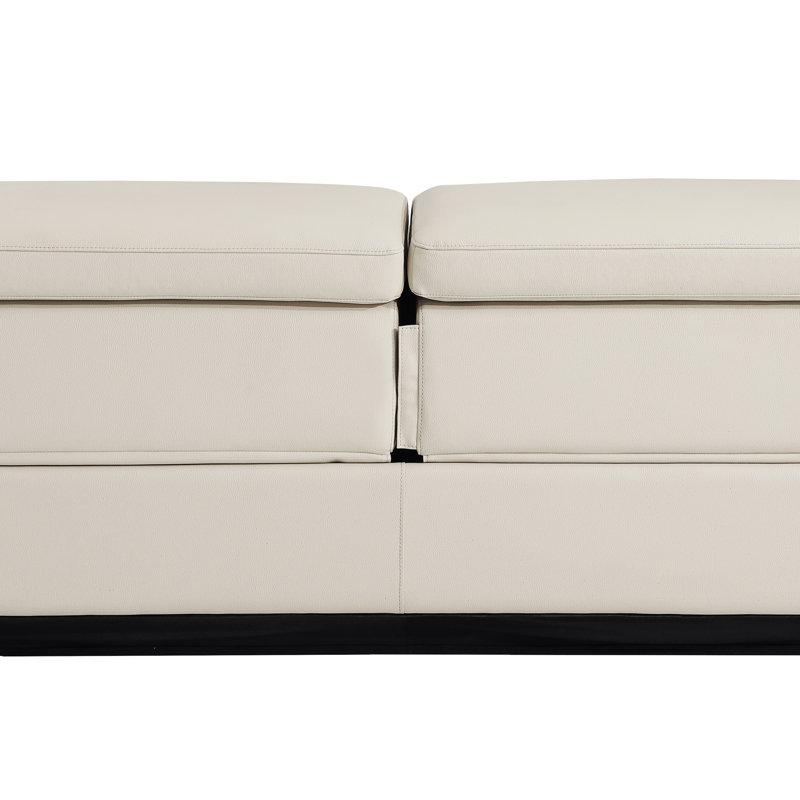 Wilkish Top Grain Italian Leather Power Reclining Loveseat, Beige Genuine Leather