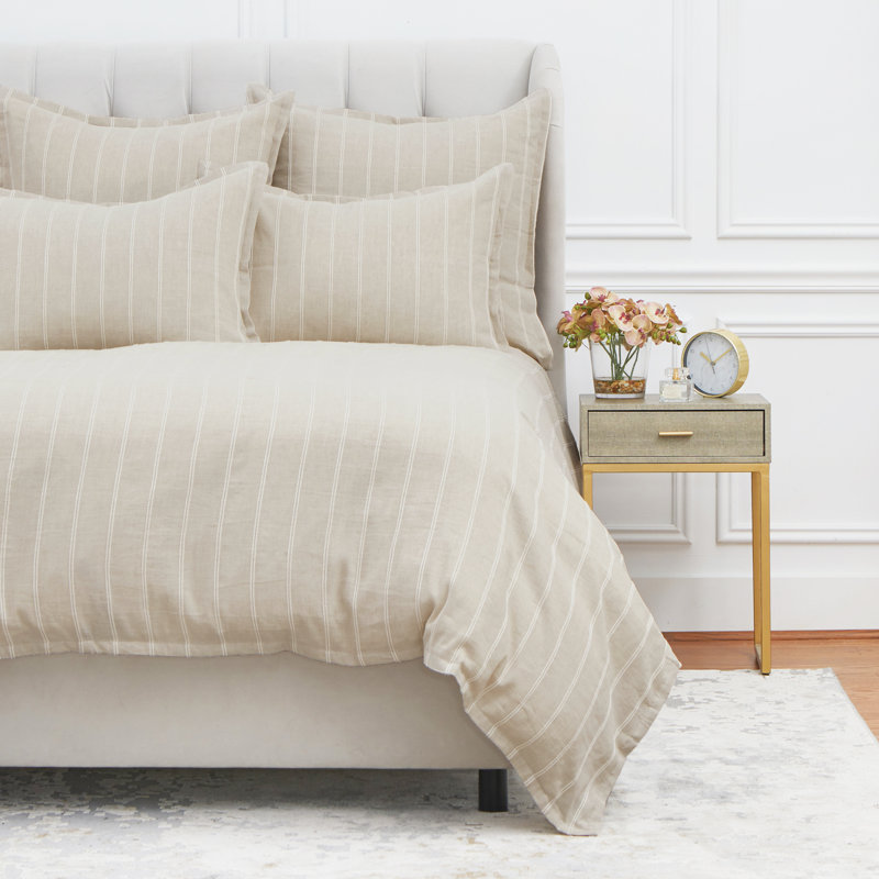 Housse de couette moderne et contemporaine en mélange de coton naturel Mazan, Housse de couette pour très grand lit