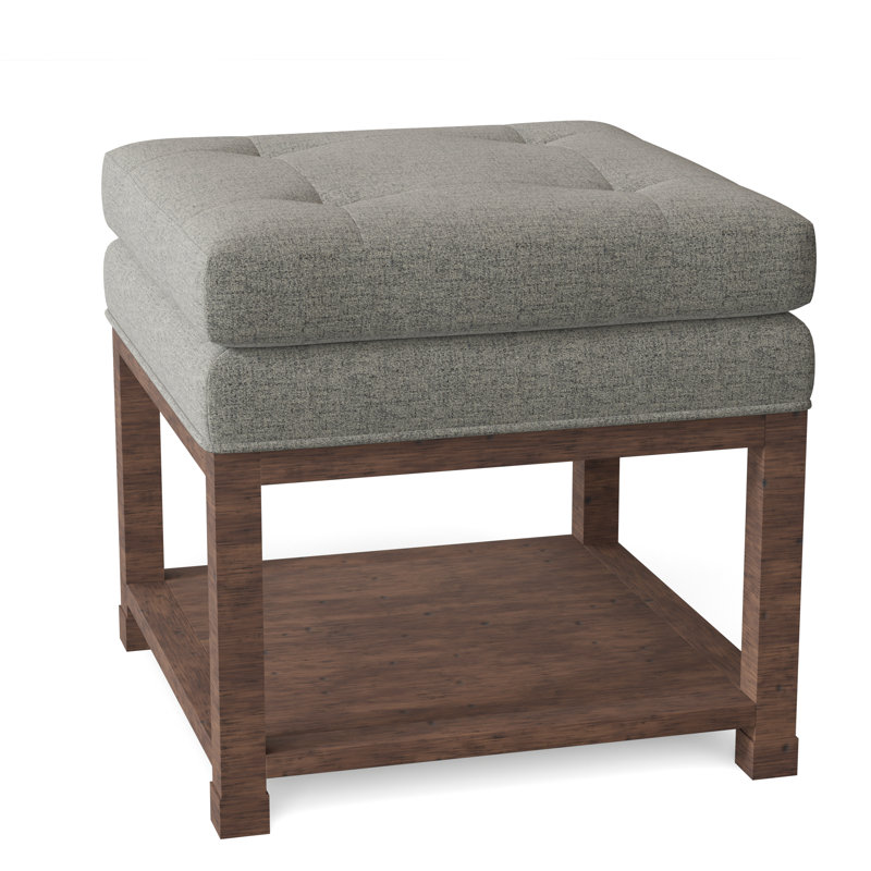 Libby Langdon 20.5" Wide Tufted Square Standard Ottoman with Storage, Charcoal, 3160 Platinum 100% Polyester