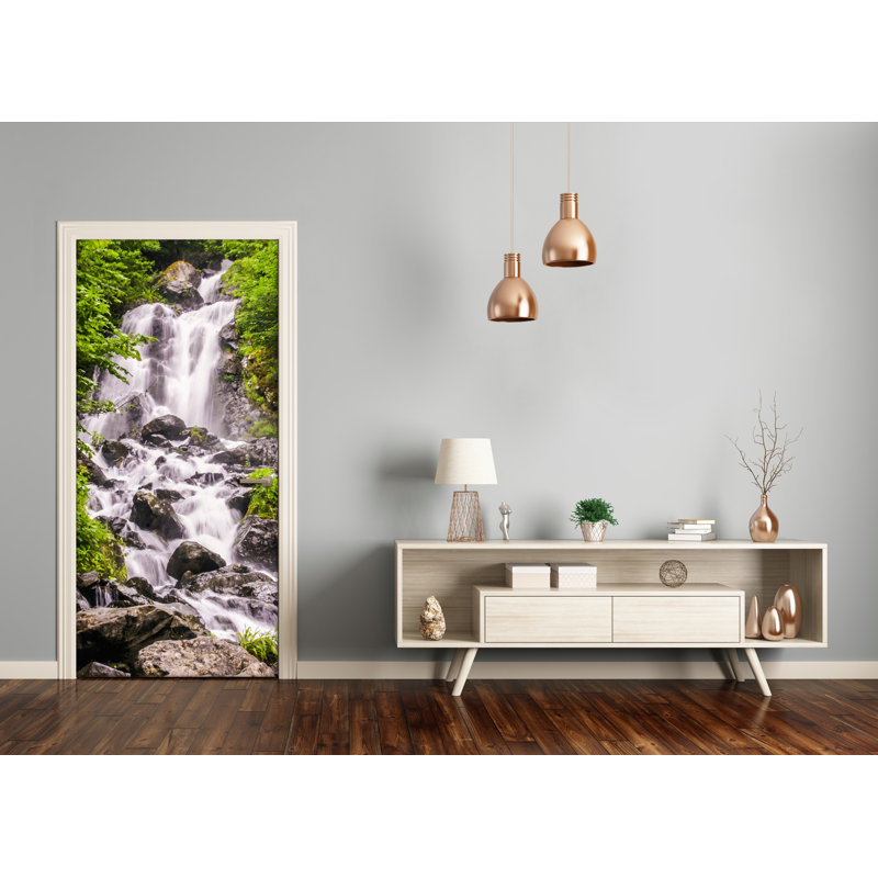Waterfall In Forest Door Decal