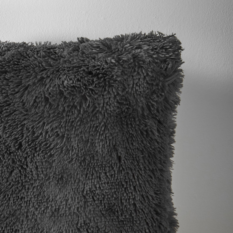 Cuddly Deep Pile Faux Fur Cushion Cover, Grey