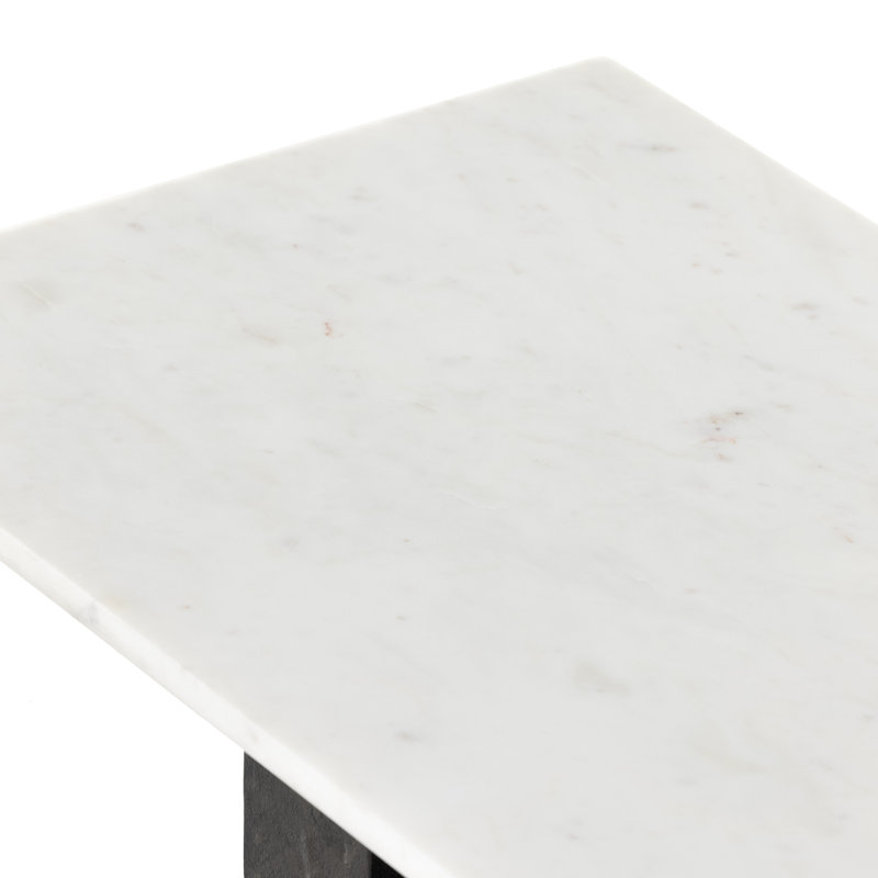 Terrell 51'' W Marble Console Table, White/Neutral