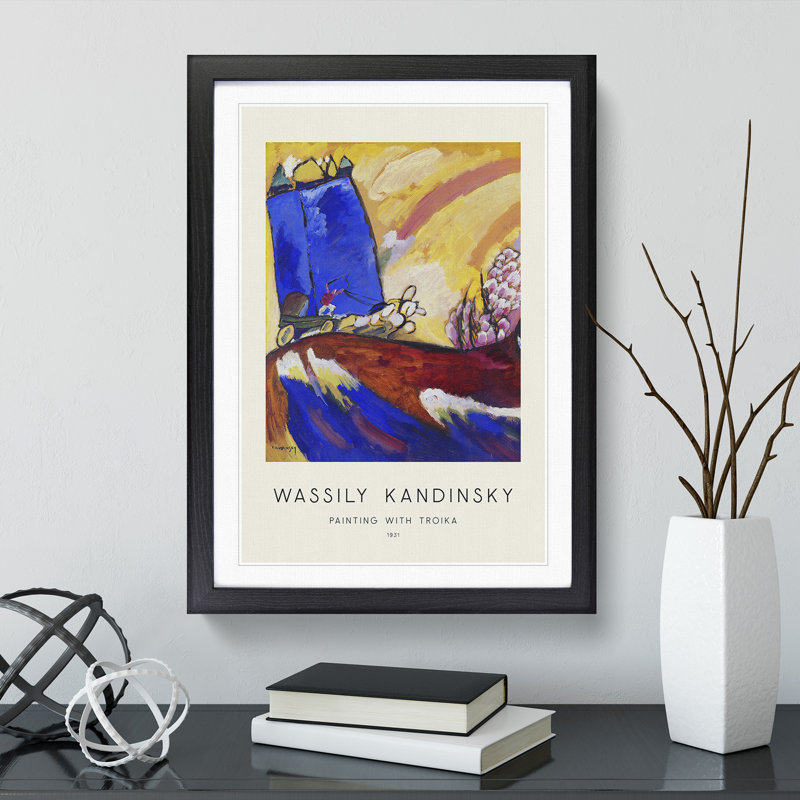 Painting with Troika by Wassily Kandinsky - Picture Frame Painting, 36cm H x 27cm W x 2cm D, Black