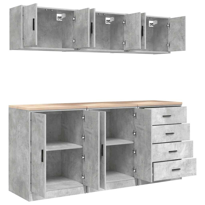 3 Piece Garage Cabinet Part Or Accessory, Concrete Grey