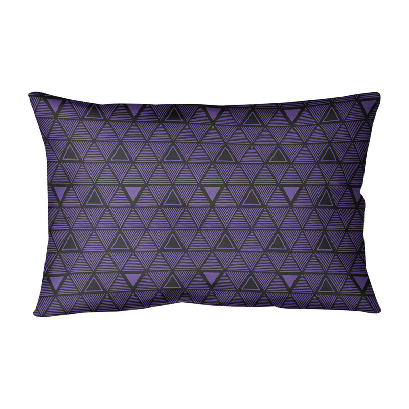 Coussin lombaire en simili cuir dessiné à la main, Mauve/noir, Polyester/bourre en polyester