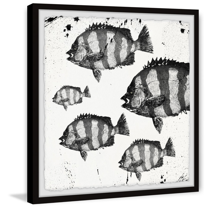Barred Fish by Parvez Taj - Single Picture Frame Painting, 41cm H x 41cm W
