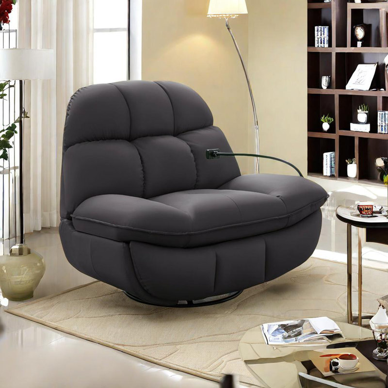 One-Click Recliner with Storage Arms, Gray