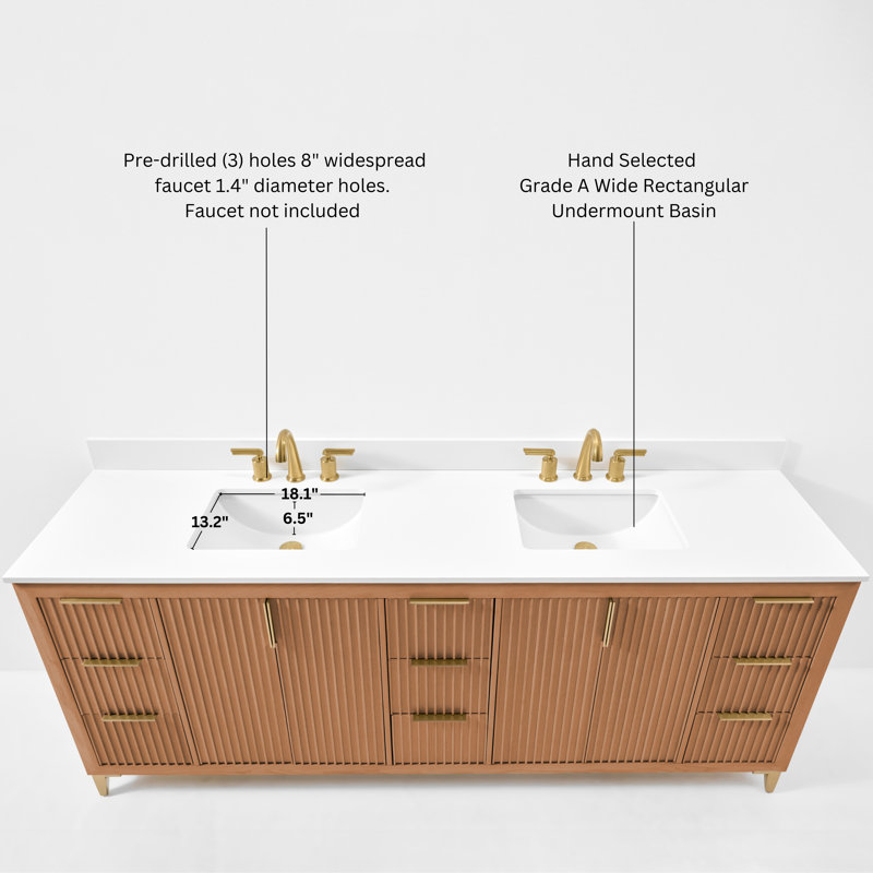 Turlington Freestanding Standard Bathroom Vanity with Top, Sienna, 84"