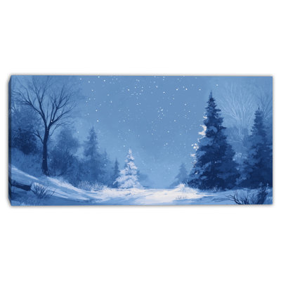 Blue Winter Clearing Wrapped Canvas Wall Art