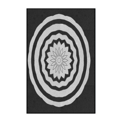 Tissé à la machine à la machine à motif floral en laine et polyester noir/gris Tapis décoratif
