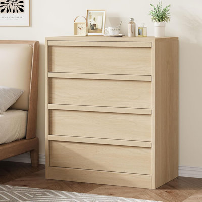 Commode 4 tiroirs pour la chambre à coucher, table de chevet en chêne naturel avec 4 tiroirs avec grand rangement, petite table de chevet moderne avec rangement pour le salon