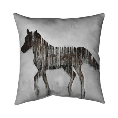 Gambading abstract horse - 18"x18" Outdoors Throw pillow - Spun poly - Print on demand