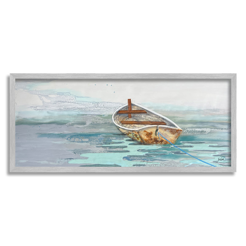 «Beachcrest Home ™ Dinghy Boat», peinture d'art giclée encadrée par Stacy Gresell, H 10 po x l 24 po x P 1,5 po