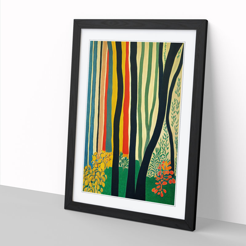 Spring Forest Abstract Vol.5 - Single Picture Frame Print, 64cm H x 46cm W x 2cm D, Walnut