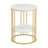 White Stone Side End Table 2-Tier Round Bedside Table With Storage Shelf