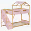 Lit superposé simple au-dessus de simple avec escalier et lumières DEL 3 couleurs, conception fantaisiste et sécuritaire pour les enfants-133491142