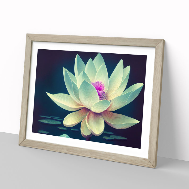 Splendorous Lotus Flower - Framed Print, 25cm H x 34cm W x 2cm D, Oak
