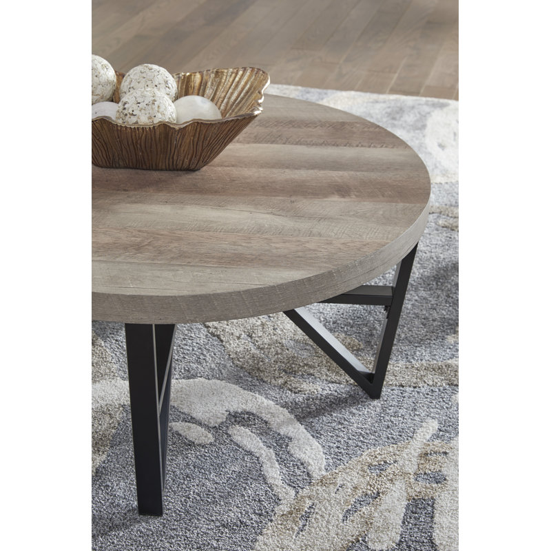 Deanlee Round Black and Brown Metal Frame Table Set
