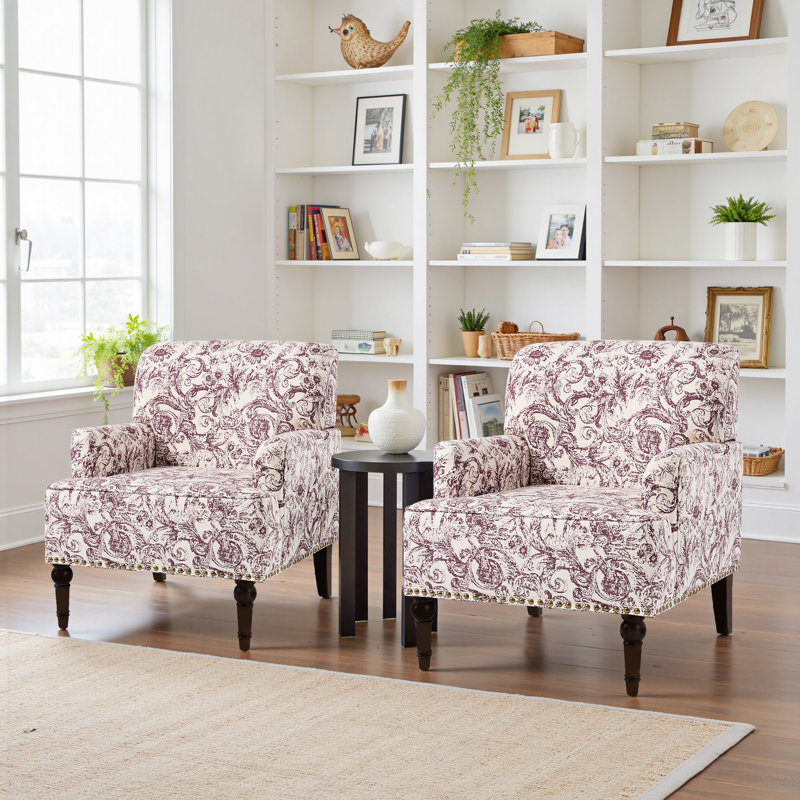 Chaise avec accoudoirs Glenetta Iliana, Chenille prune