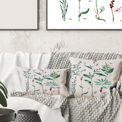 Plantes rétro - Coussin décoratif à imprimé traditionnel