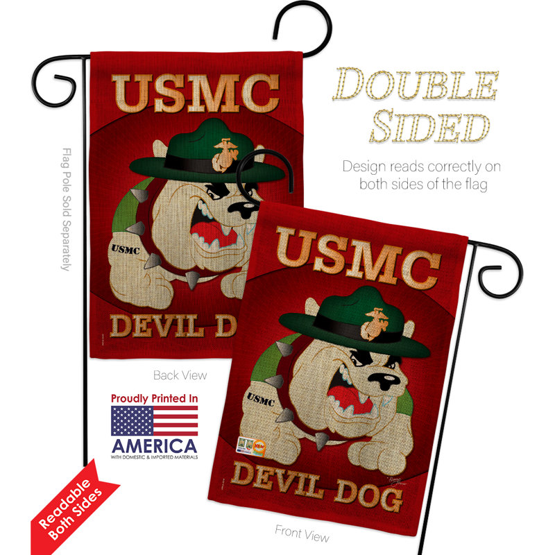Toile de jute 2 faces 19 x 13 po Devil Dog Ensemble de drapeaux