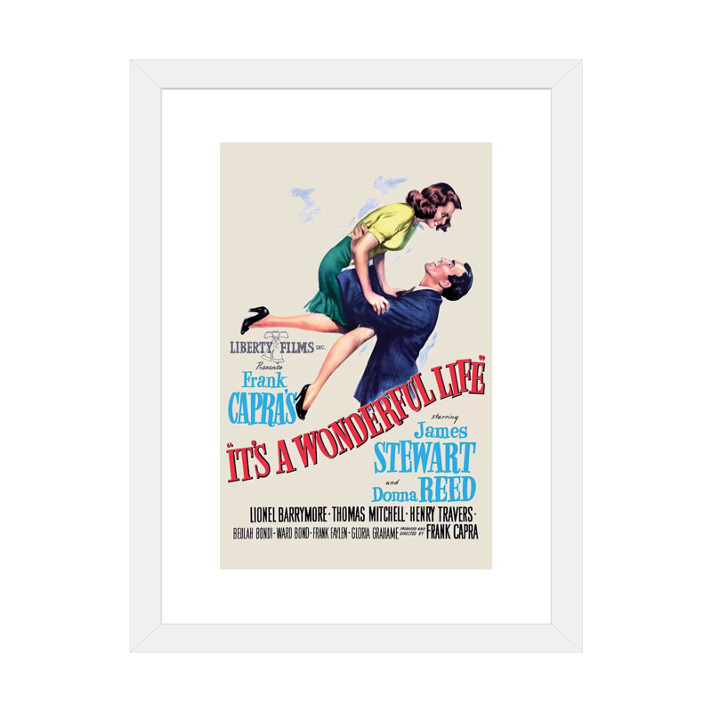 «It's a Wonderful Life» - Publicité imprimée, H 24 po x l 16 po x P 1 po, Papier encadré blanc, Blanc