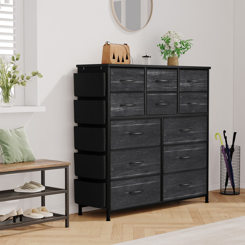 99 cm W Chest of 12 Drawers, Black