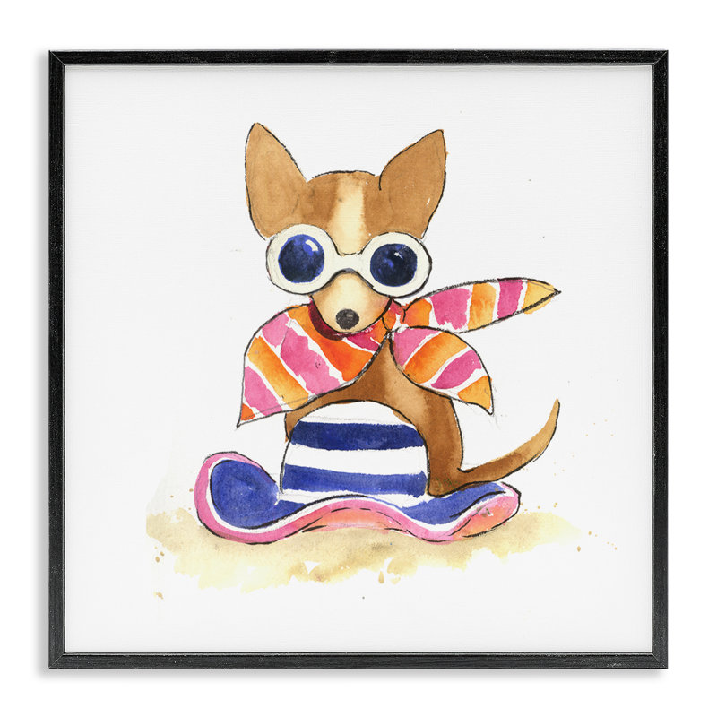 «Sandy Dog on Beach», estampe numérique encadrée par Geoff Allen, Giclée encadrée noir minuit, H 24 po x l 24 po