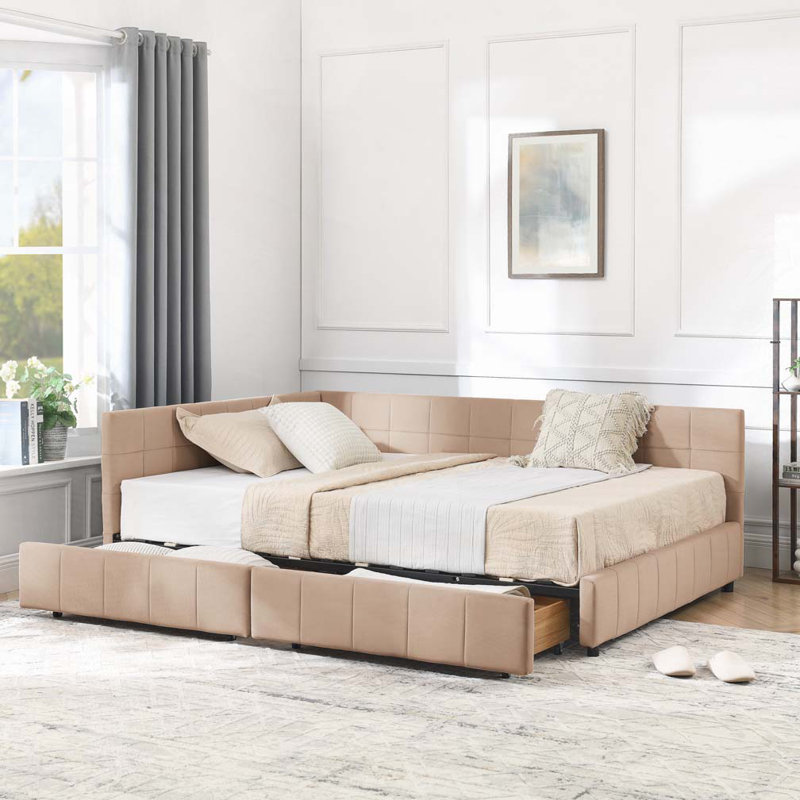 Velvet Storage Daybed, Full, Pink