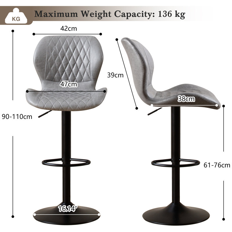 Tyrel Swivel Adjustable Height Bar Stool, black