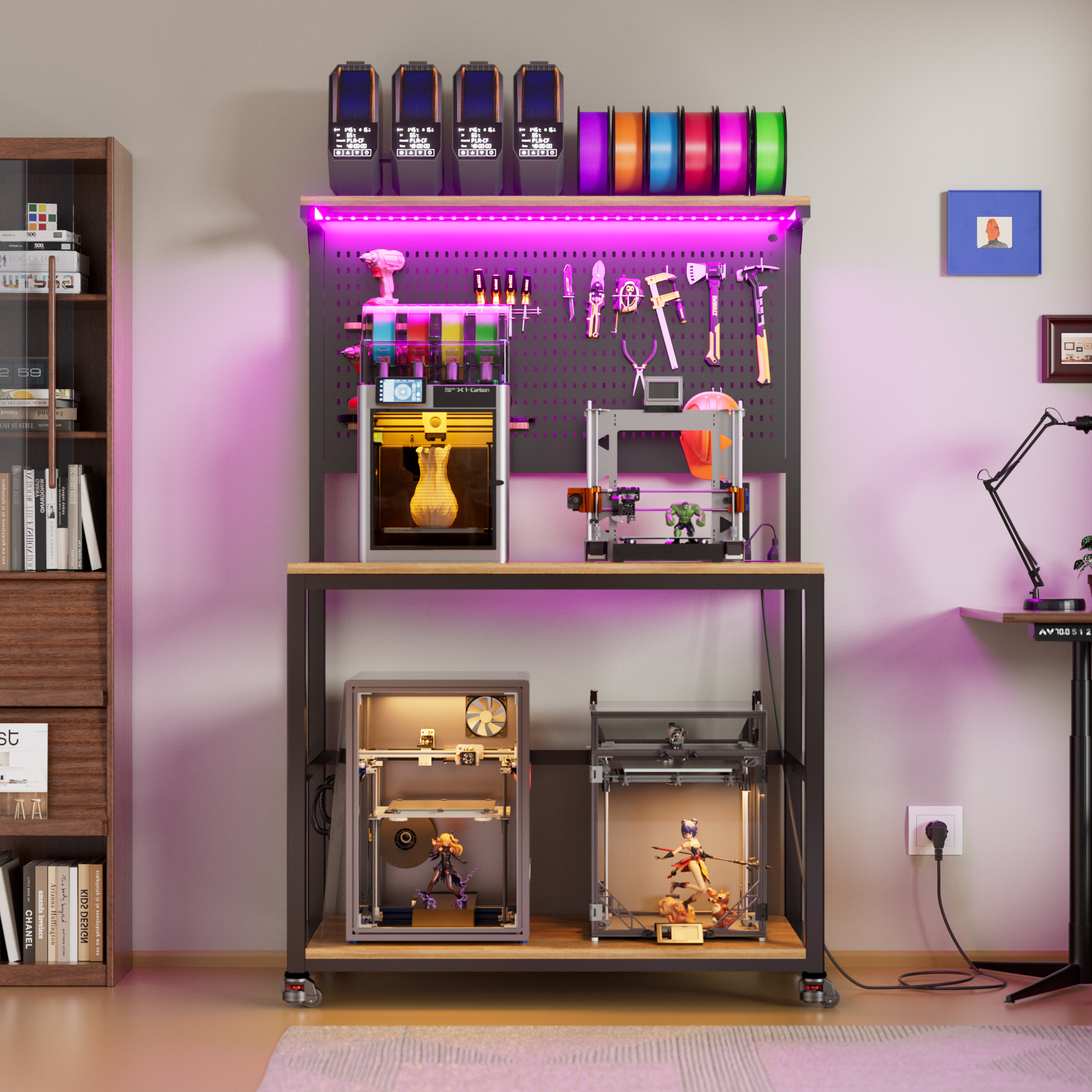 ElasignShopo 3d Printer Stand With Filament Storage Workbench,3d