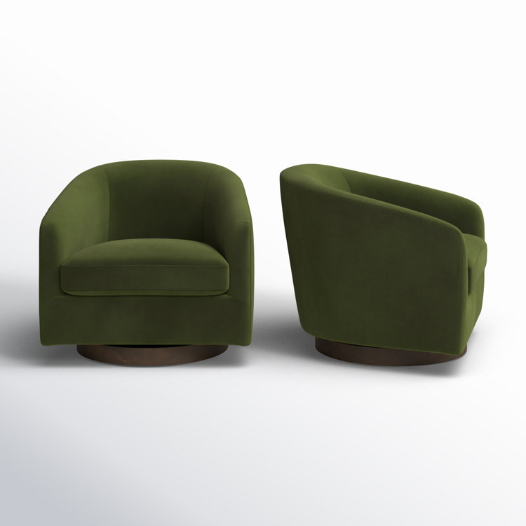 Green Upholstered Swivel Barrel Chair