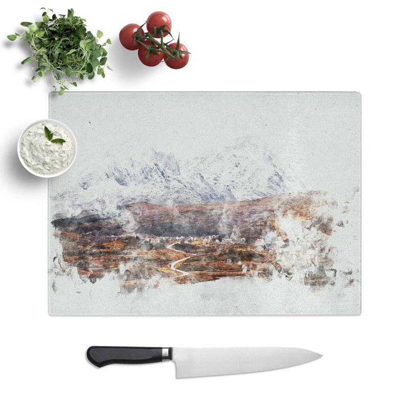Tempered Glass Road Through Lofoten in Norway Chopping Board, 20 cm x 28.5 cm