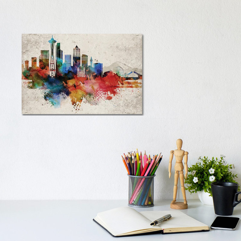 Seattle Abstract - Wrapped Canvas Print, 20.32cm H x 30.48cm W
