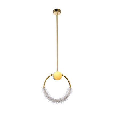 1 - Light Dimmable LED Pendant With Clear Crystal Beading