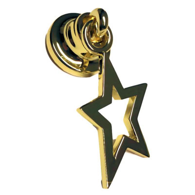 (5 Pack) 7/8 inch 5-Point Star Drop Pull Polished Brass