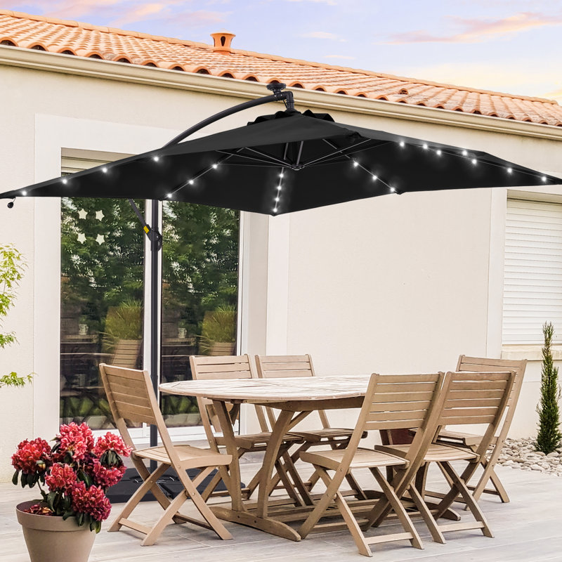 Parasol de marché carré lumineux 8 pi 2 po Moncerath, Noir