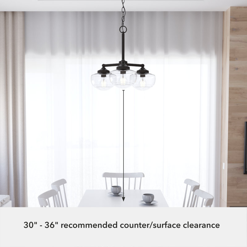 Hunter Saddle Creek 3 Light Chandelier Ceiling Light Fixture, Noble Bronze, Clear Seeded