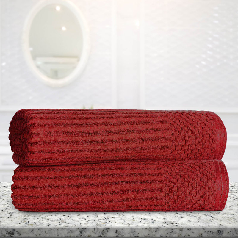 Ensemble de draps de bain en coton à bordure très damée et très absorbante en coton de yaholo, Bourgogne