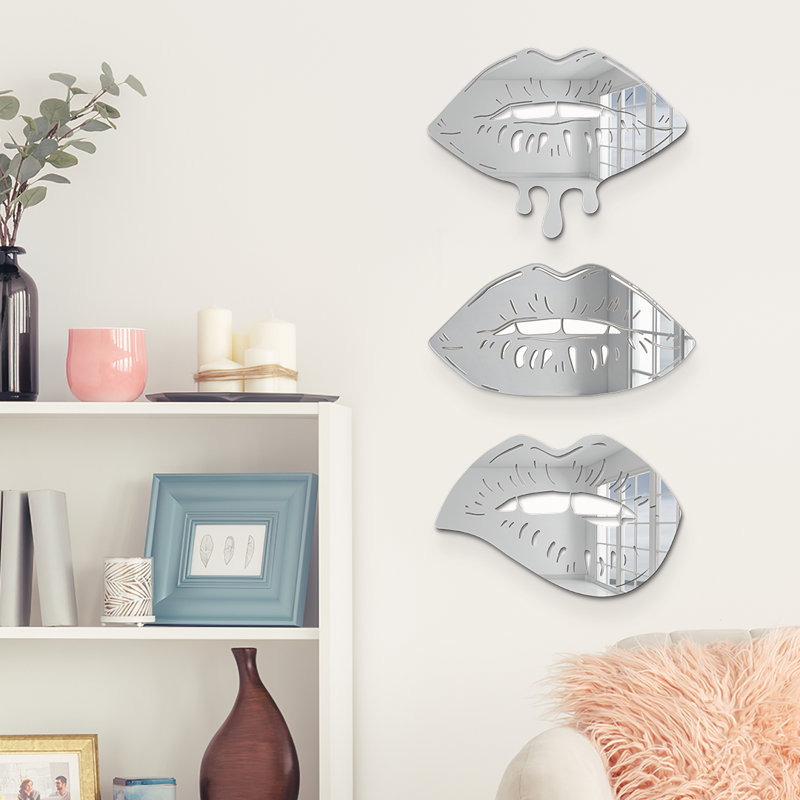 Miroir mural Lips, H 8 po x l 48 po x P 1 po, Argent