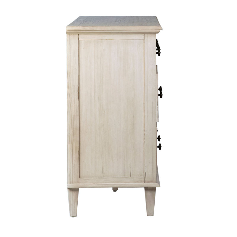 Lugano Reclaimed Acacia White Wash Coastal 8-Drawer Dresser With Iron Hardware