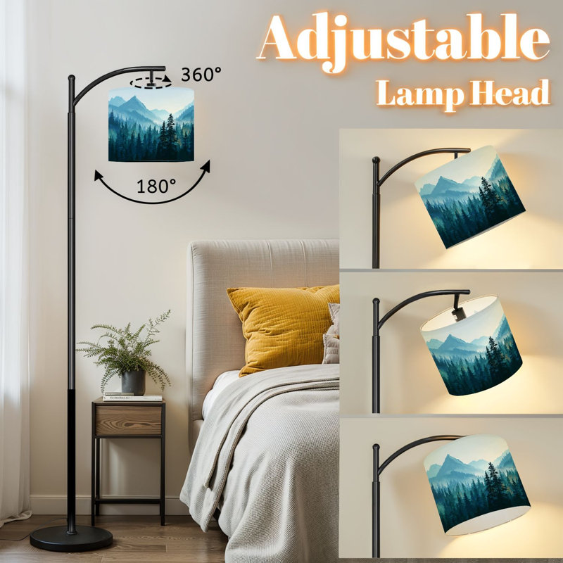 Lampe sur pied à arc avec abat-jour réglable Ethereal Forest Scene Mist Lighting Serene