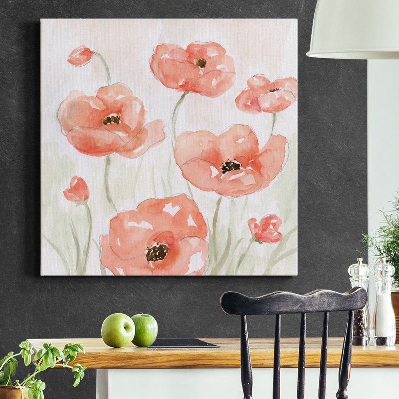«Spring Poppies II», reproduction d'art sur toile tendue, H 24 po x l 24 po x P 1 po