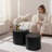 Nesting Coffee Table Set Of 2, Modern Round Coffee Table With Non-Slip Feet, Wood Side Table For Living Room, Bedroom, Office, Balcony, Terrace,Small Space, No Assembling, Matte Black