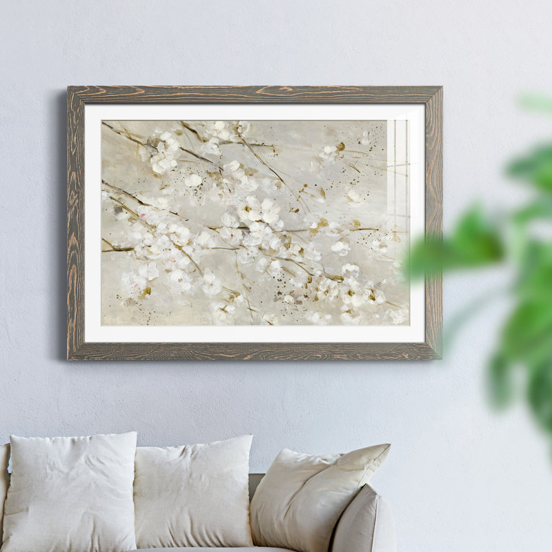 Soft Spring Blossoms - Peinture encadrée, Encadré gris, H 37,5 po x l 27,5 po x P 1,5 po