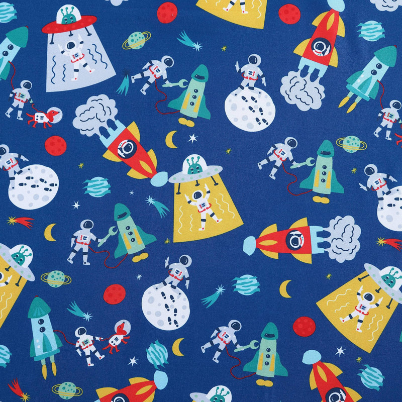 Poppy & Fritz Space Kids Microfiber Sheet Set, Twin Sheet + Fitted Sheet + 1 Pillowcase