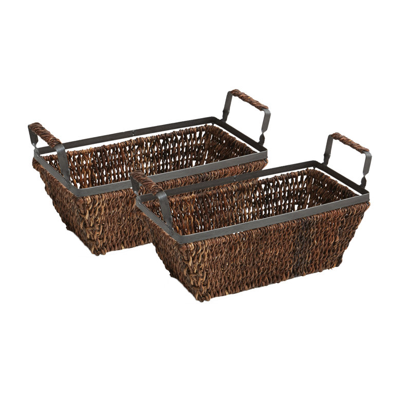 Rectangular Basket With Handles - Set Of 2