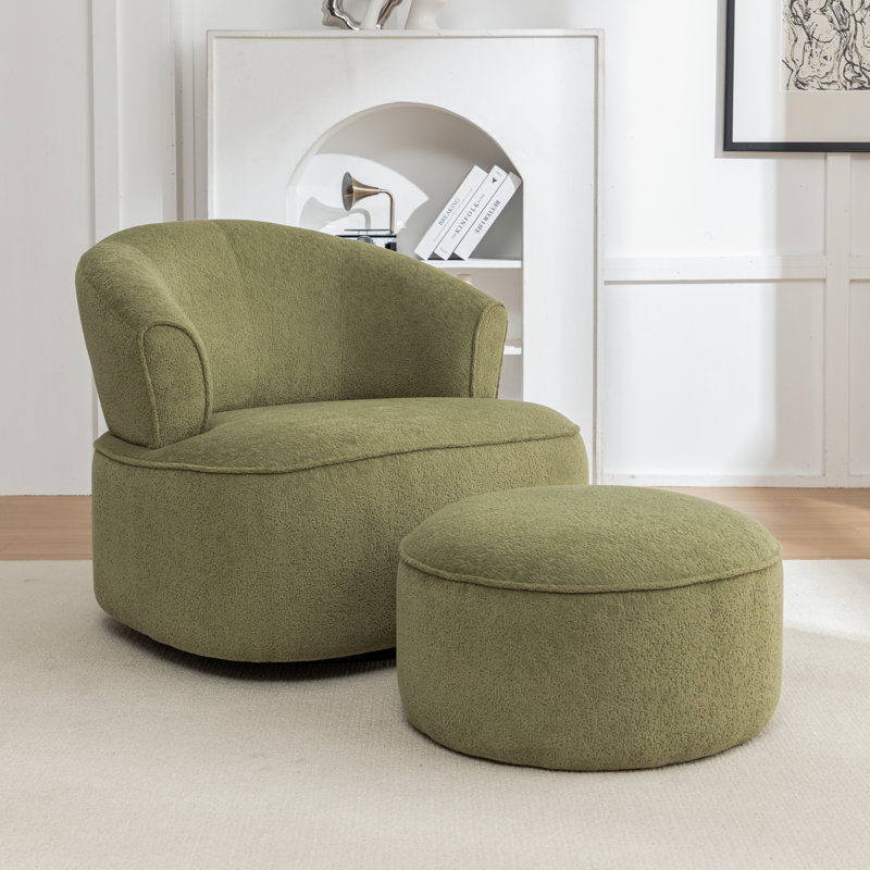 Fauteuil pivotant rembourré en polyester de 33 po de large Armelda, Polyester vert